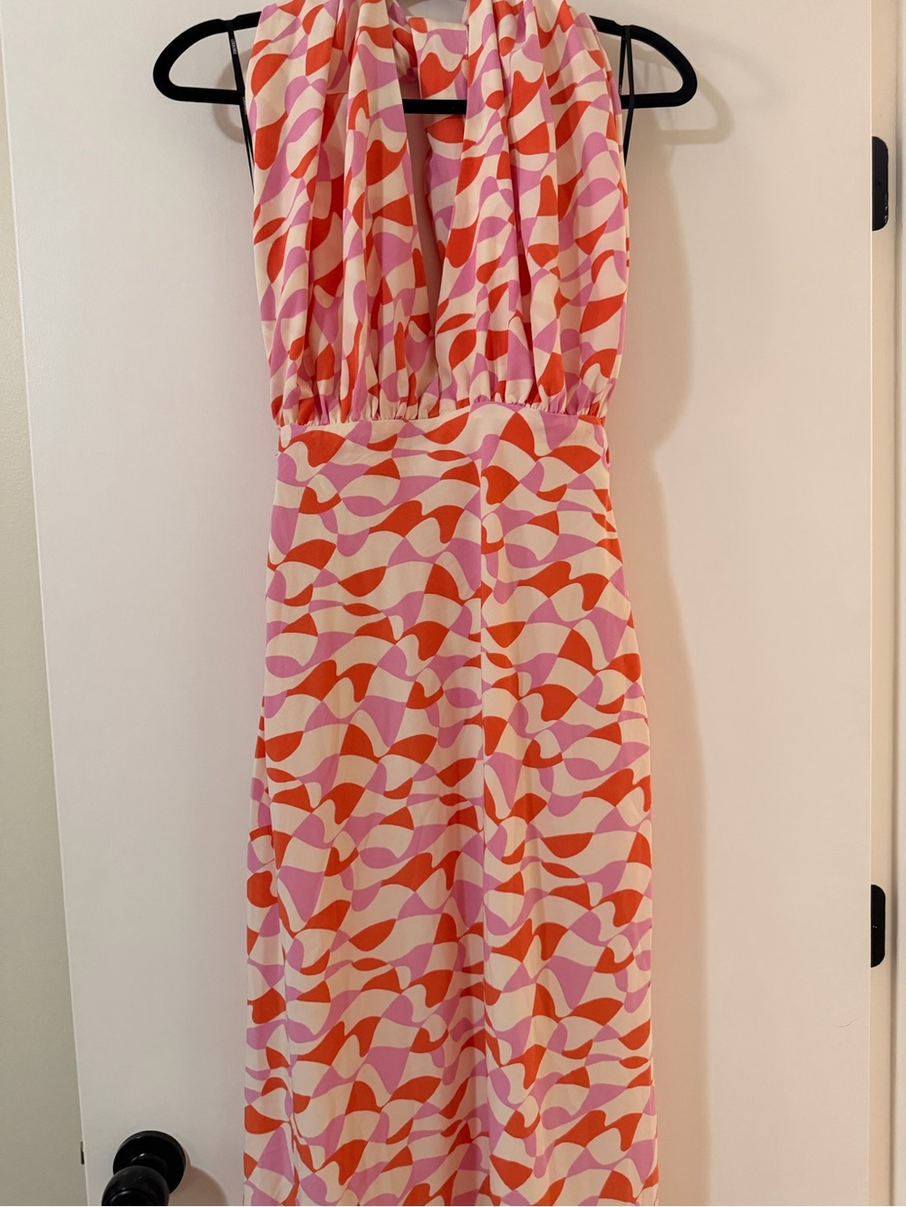 Forever 21 Pink & Orange Printed Halter Maxi Dress
